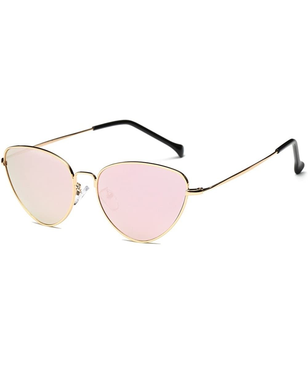 Round Summer Unisex Eye Sunglasses-Tigivemen Retro Cat Eye Glasses Eyewear for Driving Fishing lens - Gold - CL18RLSIW79 $17.97