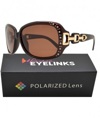 Square Womens Polarized Rhinestone Chic Designer Inspired Sunglasses for Women - Brown + Brown - CS18QQCQECX $26.47