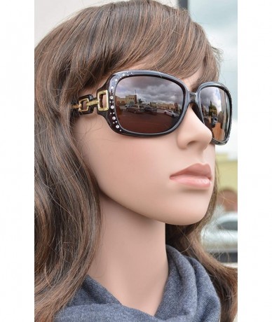 Square Womens Polarized Rhinestone Chic Designer Inspired Sunglasses for Women - Brown + Brown - CS18QQCQECX $26.47