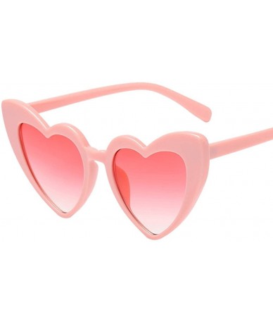 Square Women Retro Fashion Heart-shaped Shades Sunglasses UV Glasses - Multicolor B - CO196X70H09 $19.47