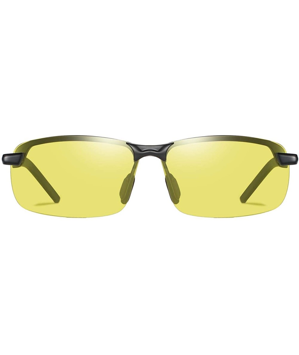 Rectangular Photochromic Polarized Sunglasses Men Women for Day and Night Driving Glasses - A3043-yellow - CQ18YMSSEZT $35.08