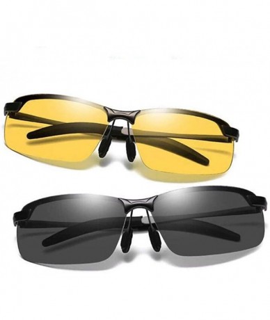 Rectangular Photochromic Polarized Sunglasses Men Women for Day and Night Driving Glasses - A3043-yellow - CQ18YMSSEZT $35.08