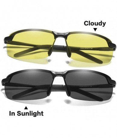 Rectangular Photochromic Polarized Sunglasses Men Women for Day and Night Driving Glasses - A3043-yellow - CQ18YMSSEZT $35.08