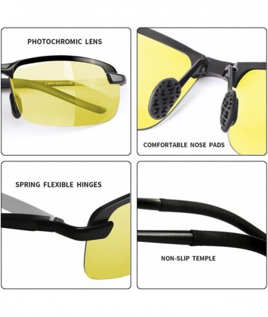 Rectangular Photochromic Polarized Sunglasses Men Women for Day and Night Driving Glasses - A3043-yellow - CQ18YMSSEZT $35.08