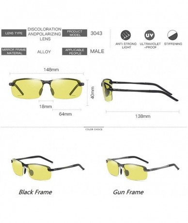 Rectangular Photochromic Polarized Sunglasses Men Women for Day and Night Driving Glasses - A3043-yellow - CQ18YMSSEZT $35.08