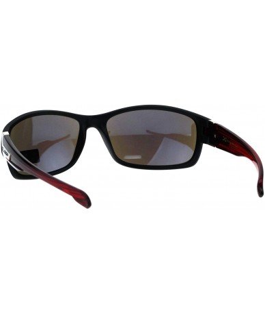 Rectangular Xloop Sunglasses Mens Oval Rectangular Wrap Around Frame UV 400 - Black Red (Blue Mirror) - CV18H8HOR2O $19.03