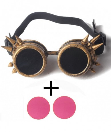 Goggle Spiked Kaleidoscope Glasses Elastic Band Steampunk Goggle Glasses Cosplay - Pink - CU18T4HLUWD $18.26