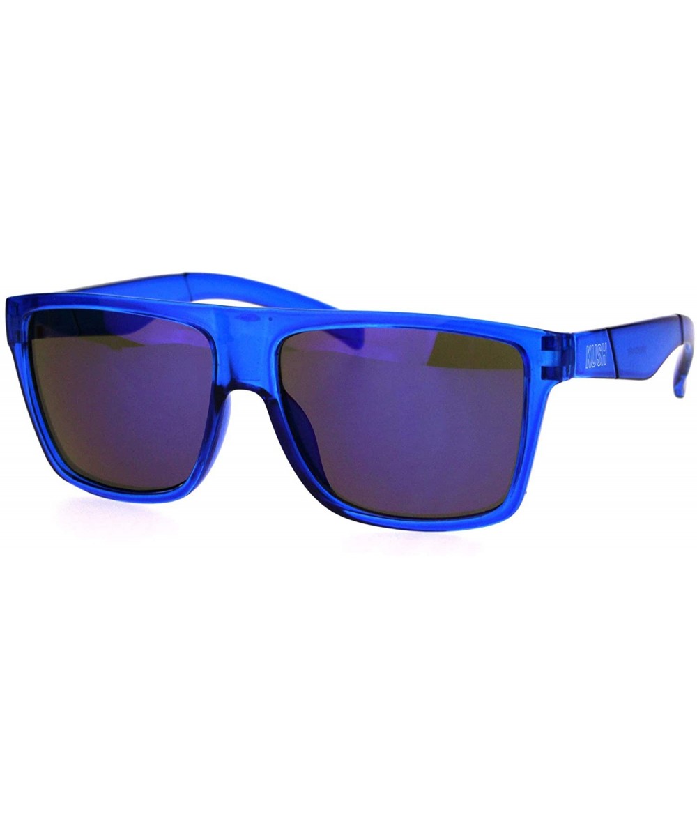 Rectangular Kush Translucent Color Frame Mens Horn Rim Hipster Plastic Sunglasses - Blue - CC18HEY72UK $19.61