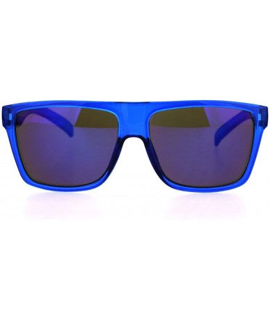 Rectangular Kush Translucent Color Frame Mens Horn Rim Hipster Plastic Sunglasses - Blue - CC18HEY72UK $19.61