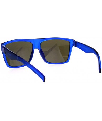 Rectangular Kush Translucent Color Frame Mens Horn Rim Hipster Plastic Sunglasses - Blue - CC18HEY72UK $19.61