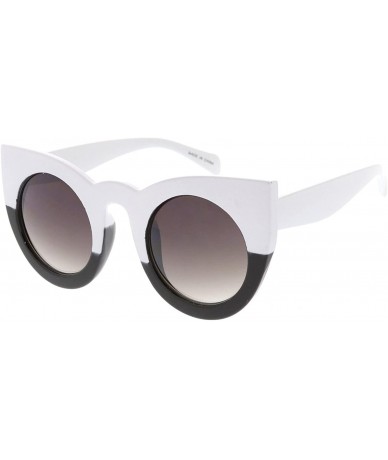 Round Heritage Modern "Nyan" Cat Eye Thick Round Frame Sunglasses - White - CX18GYNQI40 $18.43