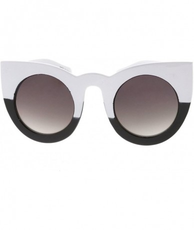 Round Heritage Modern "Nyan" Cat Eye Thick Round Frame Sunglasses - White - CX18GYNQI40 $18.43