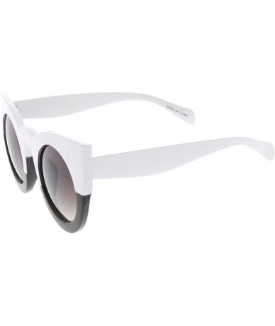 Round Heritage Modern "Nyan" Cat Eye Thick Round Frame Sunglasses - White - CX18GYNQI40 $18.43