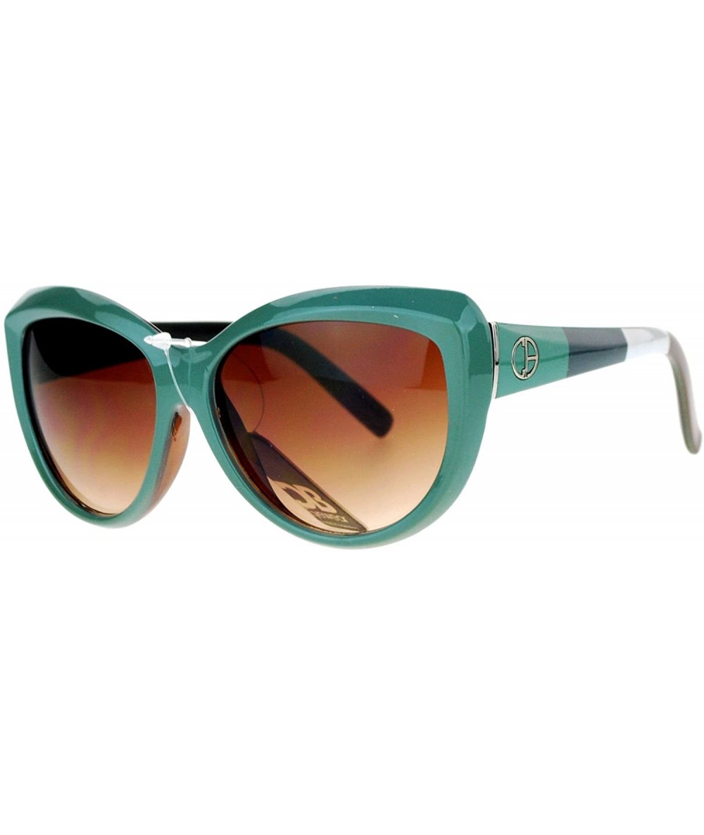 Oversized Womens Oversized Round Cateye Sunglasses Designer Fashion Colorblock Side - Green - CO189ZH9CGI $18.95