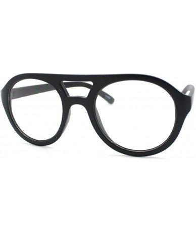 Round Super Retro Eyeglasses Clear Lens Flat Top Round Double Bridge Frame - Matte Black - CX11CCKJ7QL $19.90