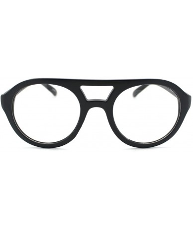 Round Super Retro Eyeglasses Clear Lens Flat Top Round Double Bridge Frame - Matte Black - CX11CCKJ7QL $19.90