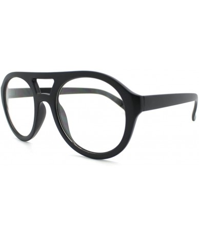 Round Super Retro Eyeglasses Clear Lens Flat Top Round Double Bridge Frame - Matte Black - CX11CCKJ7QL $19.90