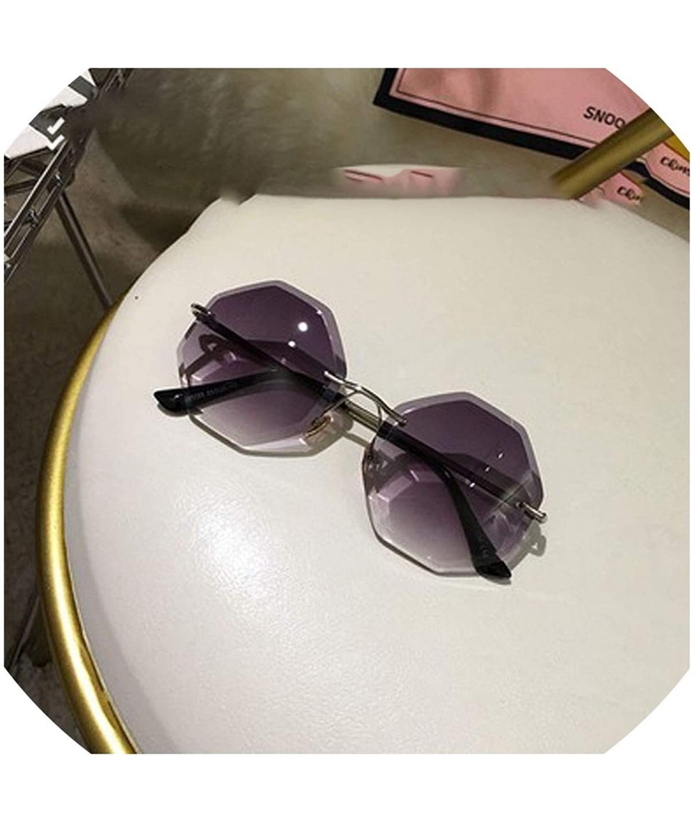 Rimless new round sunglasses women oversized eyewear gradient brown pink rimless sun glasses - C03 - CA18W8UA7QZ $58.08