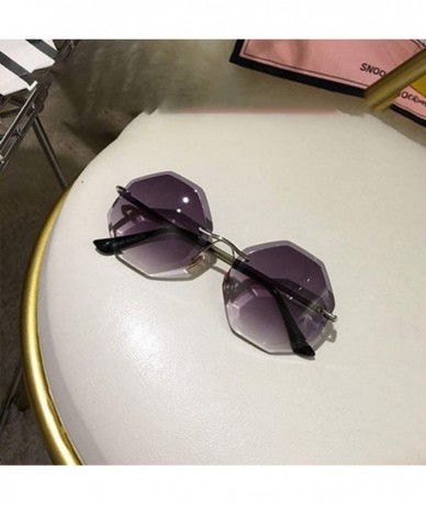 Rimless new round sunglasses women oversized eyewear gradient brown pink rimless sun glasses - C03 - CA18W8UA7QZ $58.08