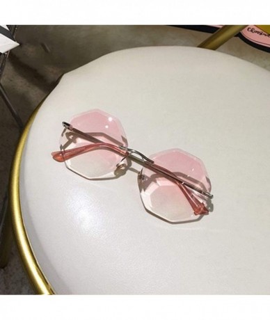 Rimless new round sunglasses women oversized eyewear gradient brown pink rimless sun glasses - C03 - CA18W8UA7QZ $58.08