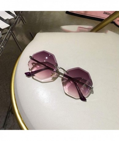 Rimless new round sunglasses women oversized eyewear gradient brown pink rimless sun glasses - C03 - CA18W8UA7QZ $58.08