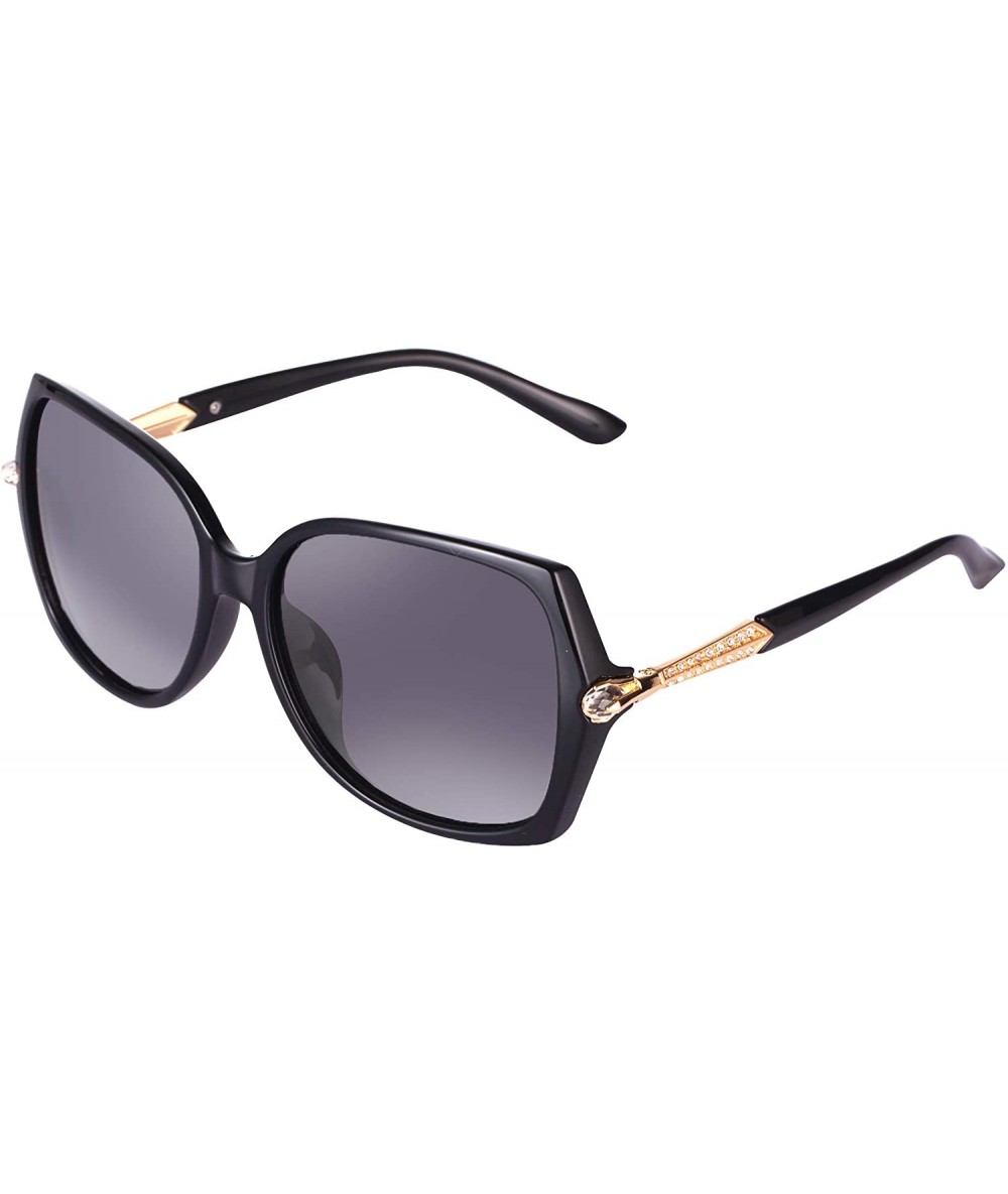 Butterfly Polarized Sunlgasses Womens Mens Square Frame Mirrored Lens - Black - CW18GYL3YXZ $17.41