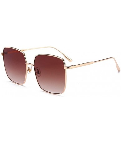 Goggle Sunglasses Retro Street Snap Big Box Sunglasses Multicolor Sunglasses Lady - C6 Gold Frame Double Tea - C518TMQGGZK $1...