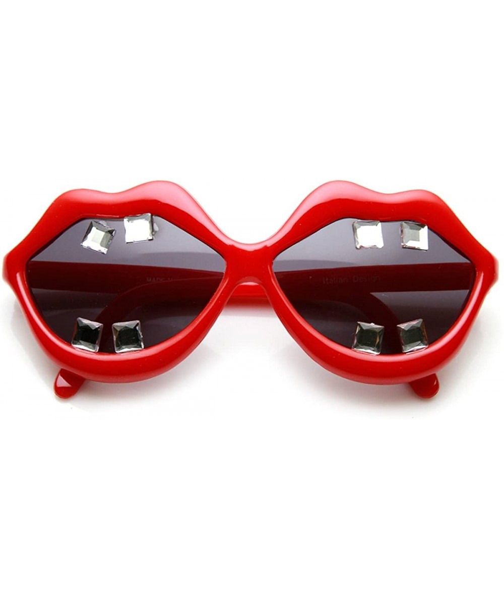 Oversized Lip Shaped And Teeth Pink Red Lips Novelty Party Sunglasses - Red Smoke - CR11OY7R5V9 $19.64