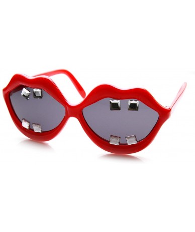 Oversized Lip Shaped And Teeth Pink Red Lips Novelty Party Sunglasses - Red Smoke - CR11OY7R5V9 $19.64