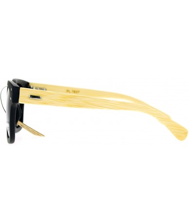 Square Real Bamboo Temple Polarized Sunglasses Matted Square Keyhole Frame - Black (Black) - CB1890Z9A7A $24.99