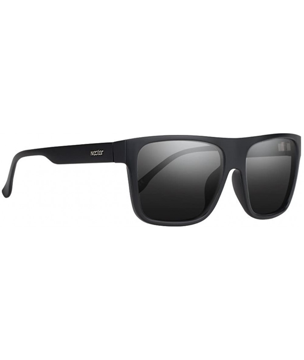 Sport Modern Flat Top Black Flex Frame Polarized Sunglasses - The Empire - CU18GL6W3LR $76.29