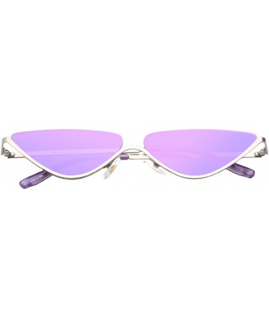 Cat Eye 90s Vintage Slim Cateye Sunglasses Small Thin Metal Mirrorred Sunnies G87754 - CI18EXO4L26 $36.22