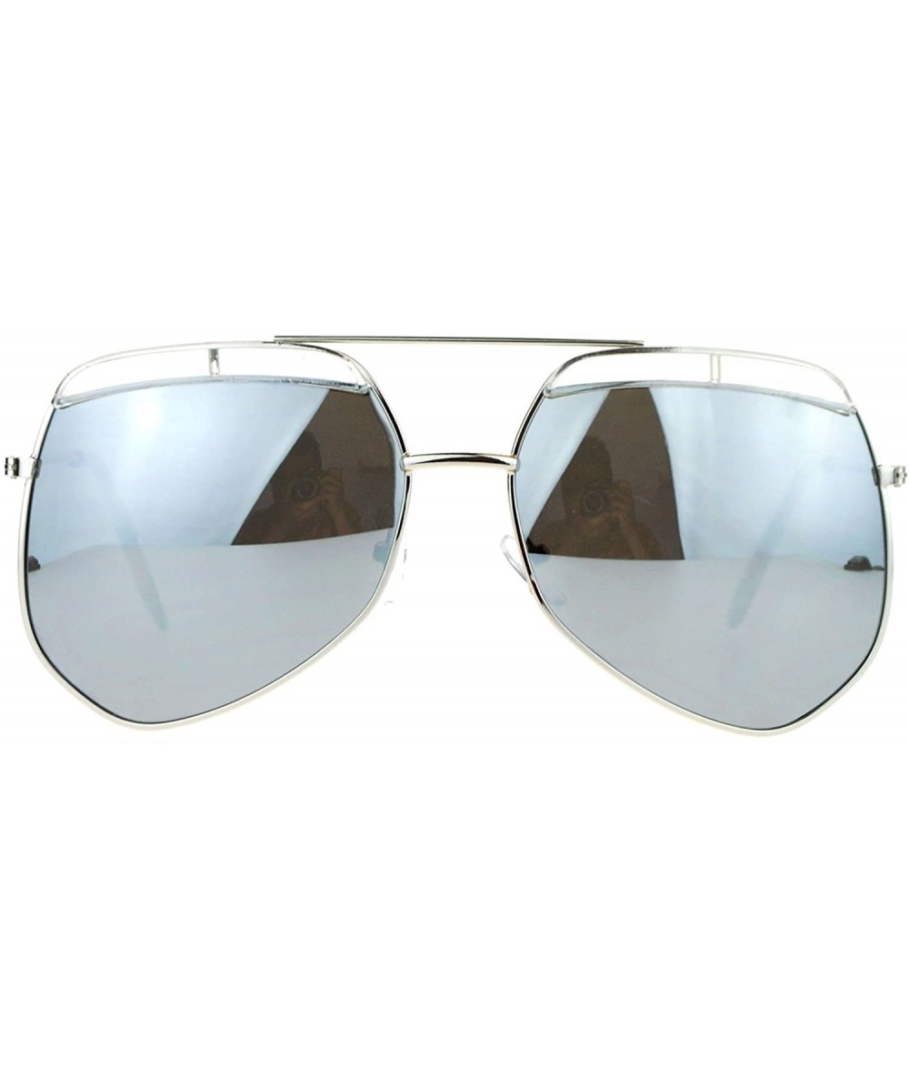 Butterfly Retro Plastic Eyebrow Oversize Octagonal Pilot Sunglasses - Clear Mirror - C312FX2J3GD $24.38