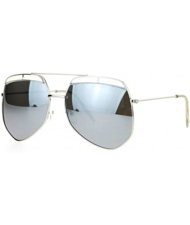 Butterfly Retro Plastic Eyebrow Oversize Octagonal Pilot Sunglasses - Clear Mirror - C312FX2J3GD $24.38