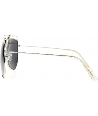 Butterfly Retro Plastic Eyebrow Oversize Octagonal Pilot Sunglasses - Clear Mirror - C312FX2J3GD $24.38