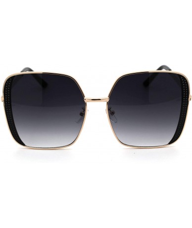 Rectangular Womens Metal Rim Rectangular Butterfly Designer Sunglasses - Gold Smoke - CH18WEHAXC8 $23.18