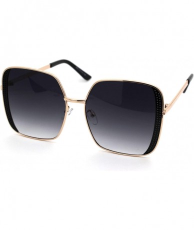 Rectangular Womens Metal Rim Rectangular Butterfly Designer Sunglasses - Gold Smoke - CH18WEHAXC8 $23.18