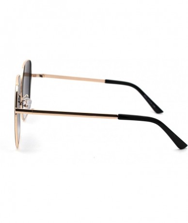 Rectangular Womens Metal Rim Rectangular Butterfly Designer Sunglasses - Gold Smoke - CH18WEHAXC8 $23.18