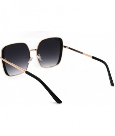 Rectangular Womens Metal Rim Rectangular Butterfly Designer Sunglasses - Gold Smoke - CH18WEHAXC8 $23.18