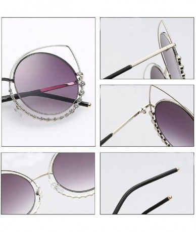 Sport Sunglasses Women Oversized Cateye Crystal Designer Shades Metal Frame - Black - CC18CRQEXIH $18.35