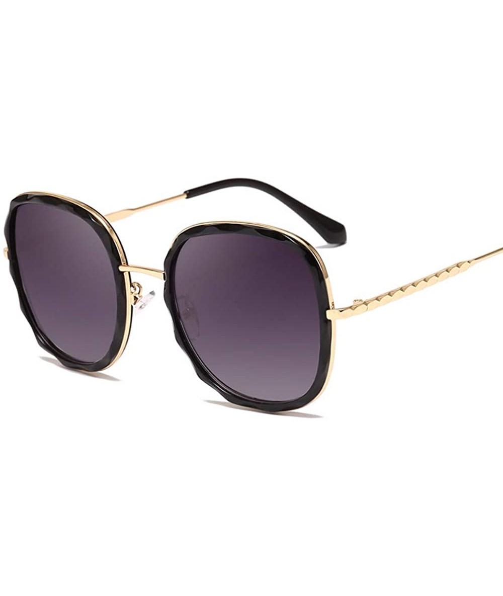 Oversized Sunglasses Euro-American sunglasses Metal Wave Mirror Circle Frame Anti-ultraviolet - D - CS18Q88RTL8 $44.57