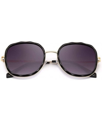 Oversized Sunglasses Euro-American sunglasses Metal Wave Mirror Circle Frame Anti-ultraviolet - D - CS18Q88RTL8 $44.57