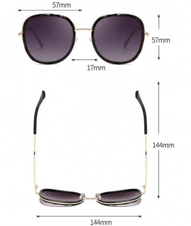 Oversized Sunglasses Euro-American sunglasses Metal Wave Mirror Circle Frame Anti-ultraviolet - D - CS18Q88RTL8 $44.57