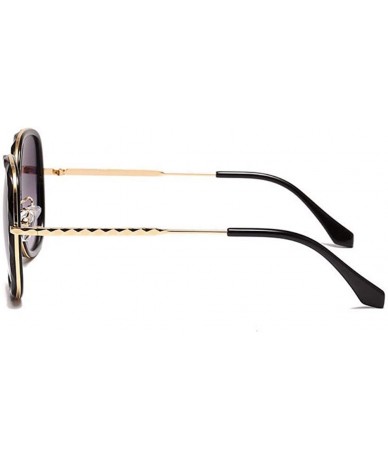 Oversized Sunglasses Euro-American sunglasses Metal Wave Mirror Circle Frame Anti-ultraviolet - D - CS18Q88RTL8 $44.57