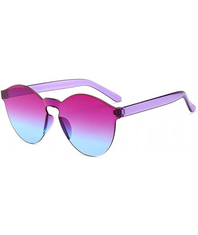 Round Unisex Fashion Candy Colors Round Outdoor Sunglasses Sunglasses - Purple Blue - CT199HRI6K7 $29.43