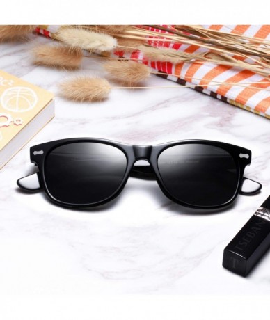 Aviator Polarized Sunglasses Protection Driving Flexible - Rectangular Black Frame & Black Lens - CN18L0EG7X9 $41.68