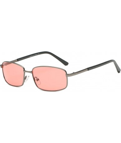 Rectangular Retro Vintage Metal Rectangular Flat Lens UV Protection Fashion Sunglasses for Men and Women - Pink - CX18IZDGRXT...