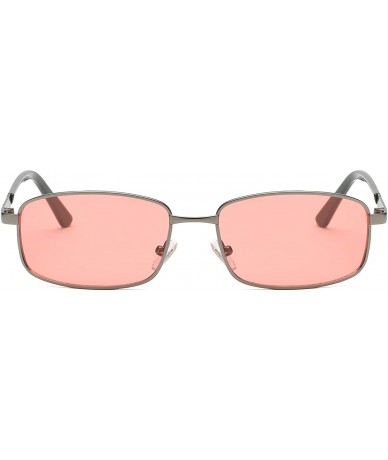 Rectangular Retro Vintage Metal Rectangular Flat Lens UV Protection Fashion Sunglasses for Men and Women - Pink - CX18IZDGRXT...