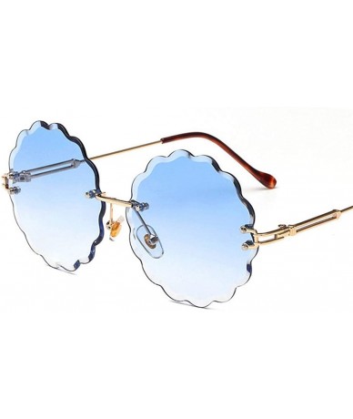 Round Round Rimless Flower Sunglasses Women Men Vintage Stylish Sun Glasses Unique Decoration Eyewears - 4 - CR18Y8DXSOK $49.22