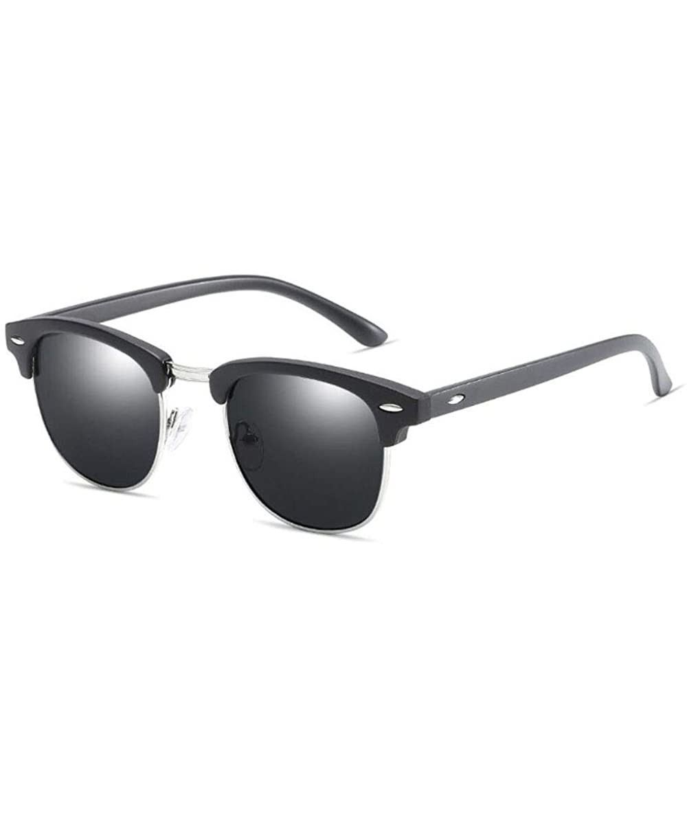 Rimless Vintage Half Frame Semi-Rimless Sunglasses Men Women Classic Driving Sun glasses - Black Silver/Grey - CI197KW0WN8 $1...